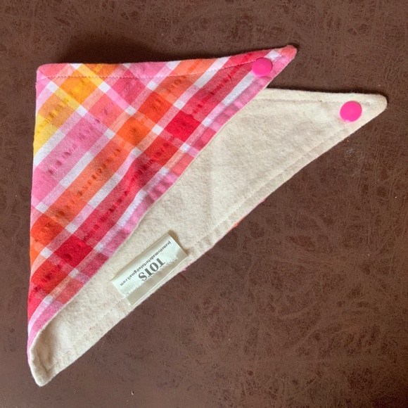 Pink Seersucker Bandanna Bib with Flannel Backing - Picture 3 of 4